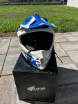 Helm Motocross UFO Erwachsene Weiß, Blau, Neongelb